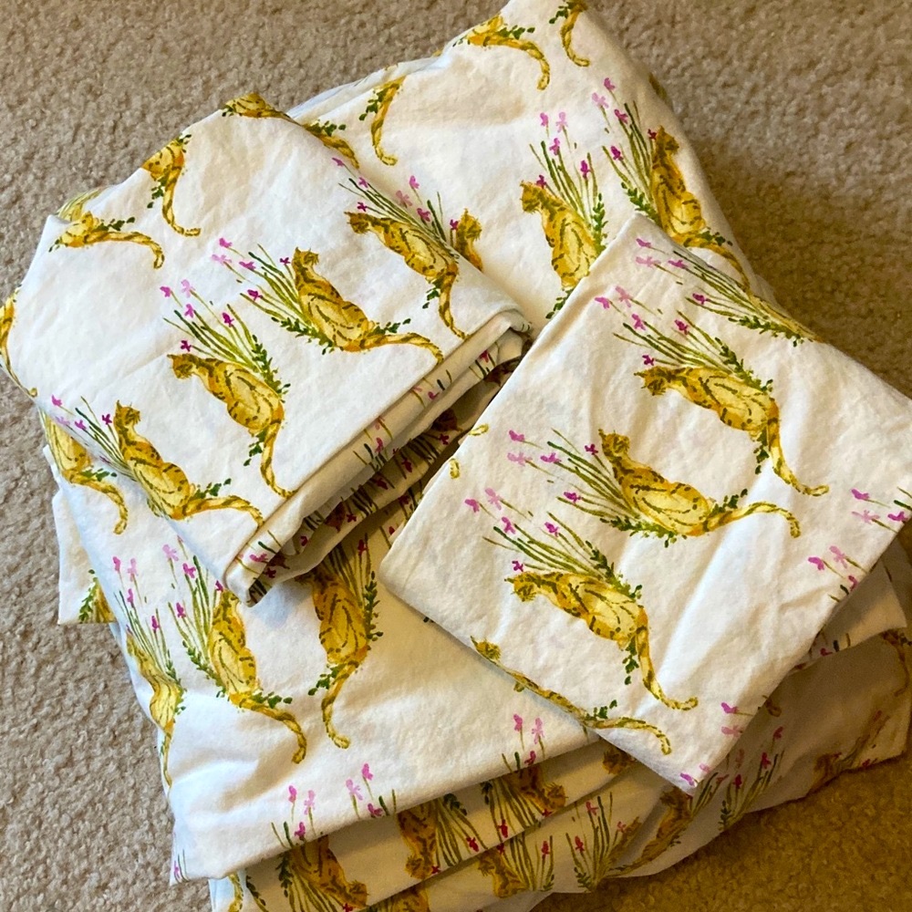 💐Opalhouse 4pc Target Discontinued Bengal Cat Floral Print Sheet Set Twin/XL